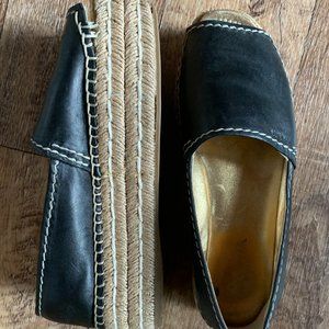 Prada Leather Peeptoe Espadrilles (black)